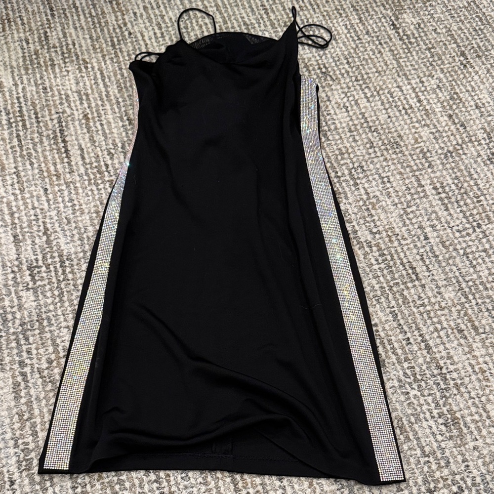 NWT Alice and Olivia Black and silver sequin mini dress